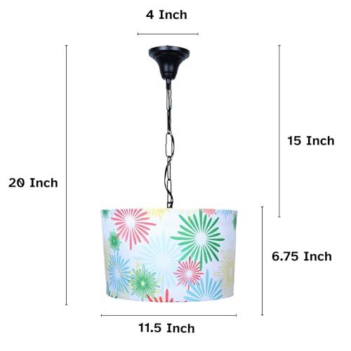 Image of Tu Casa Floral Print Fabric Glow Pendent Light Hanging Lamp For Bedroom, Living Room, Lounge, Office, Gifting Area Without Bulb For Home Decoration (Height - 20 inch)