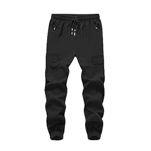 Boy’s Cargo Joggers Pants Youth Quick Dry Hiking Lightweight Pants for Sports Outdoor with Zipper Pockets