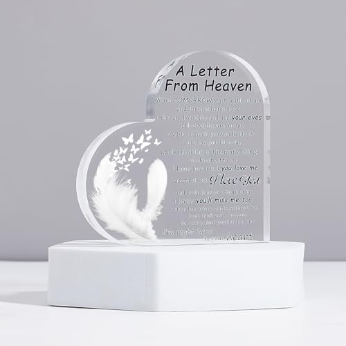 ORIGACH A Letter from Heaven Heart Sympathy Memorial Bereavement Gifts Acrylic Condolence Remembrance Gift for Loss of Loved One Table Decoration - Image 4