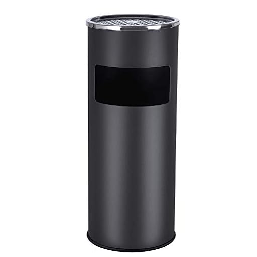 SONGMICS Basurero con Cenicero de Pie, Cubo Interior Extraíble, Cubo de Basura de Acero Exterior para la Oficina, el Hotel y el Jardín, 24,5 x 60,5 cm (Dia. x Alto), Negro LTB17C | Ya disponible en tu tienda friki favorita! En mundofriki.es!