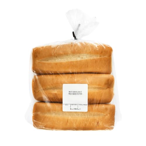 Dallas Distributing White Sub Rolls 6 Count – Soft Hoagie Sandwich Rolls for Subs and Grinders, 16 oz Pack Freshly Baked White Bread for Deli Lunch, Cheesesteaks, Cold Cuts, Hot Sandwiches, Picnic or Party Serving (Pack of 1)