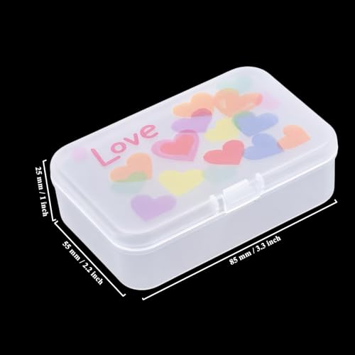 Image of Goodma 12 Pieces Love Hearts Image Pattern Rectangular Plastic Boxes Empty Storage Organizer Containers with Hinged Lids for Small Items and Other Craft Projects, 3.3 x 2.2 x 1 inch (Frosted White)