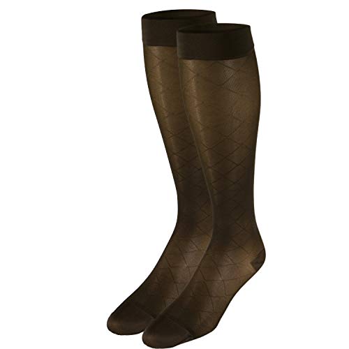 Image of Truform Sheer Compression Stockings, 15-20 mmHg, Women's Knee High Length, Diamond Pattern, Espresso, X-Large (Pack of 2)