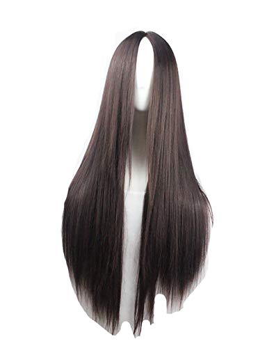 29.5 Inches 75cm Womens Long Straight Wig with Side Bangs Heat Resistant Synthetic Wigs for Fun Night out Halloween Cosplay Party Costume Wig