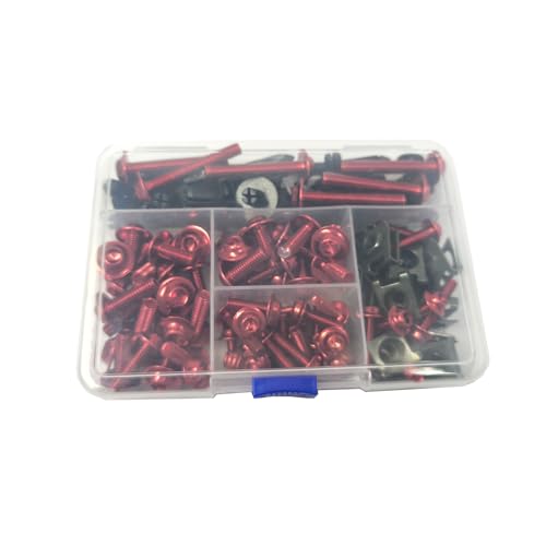 Image of 210 PCS Motorcycle Fairing Bolt Kit Screws Aluminum Fasteners Washers Nuts Screws Clips for Yamaha Kawasaki BMW Suzuki Honda Dirt Bike Sportbike Chopper Cafe Racer ATV Scooter(Red)