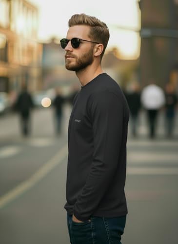 Image of Mack Jonney Men's Black Polyester Dry-Fit Full Sleeve T-Shirt | Stretchable Sports Gym Wear | Lightweight Casual Activewear Tshirt-JMAK-1