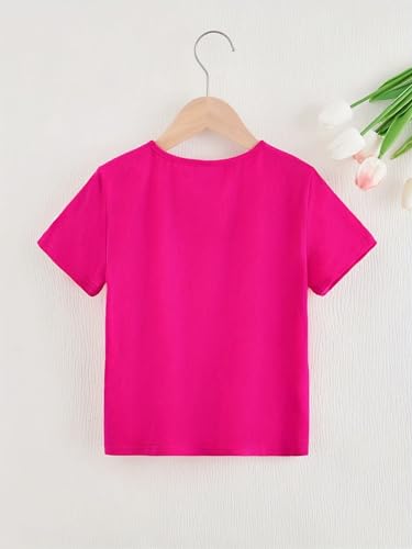 Toddler Girls T Shirt Pearl Short Sleeve Round Neck Knot Hem Tee Tops Kids Little Girl Summer Clothes Outfit 4-7T3