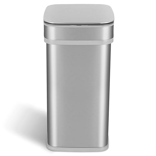 Caneca de basura rectangular de acero inoxidable con sensor automático