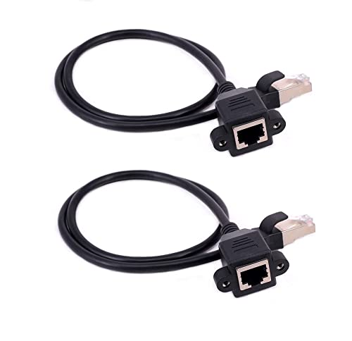 Image of LipiWorld Rj45 Male to Female LAN Cable LAN Network 8 Pin Extension Cable CAT6E Network Panel Mount Screw Lock Ethernet Extension Cable (Pack Of 2-50cm)