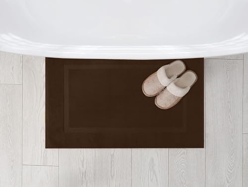 Utopia Towels Cotton Banded Rug, Bath Mats, Not a Bathroom Rug, 21 by 34 Inches, 100% Ring Spun Cotton, Highly Absorbent Shower Bathroom Floor Mat, Dark Brown, 2 Pack