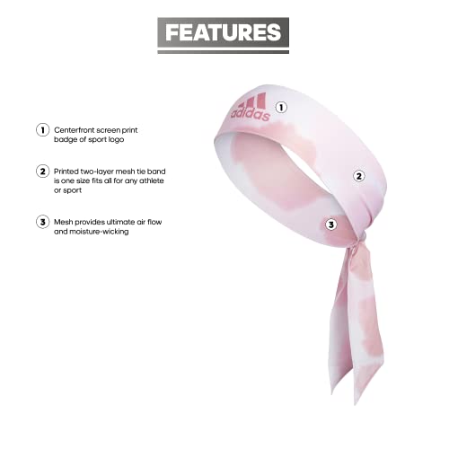 Image of adidas Alphaskin Tie Headband, Wonder Mauve - Clear Pink Color Wash /Trace Maroon Purple, One Size