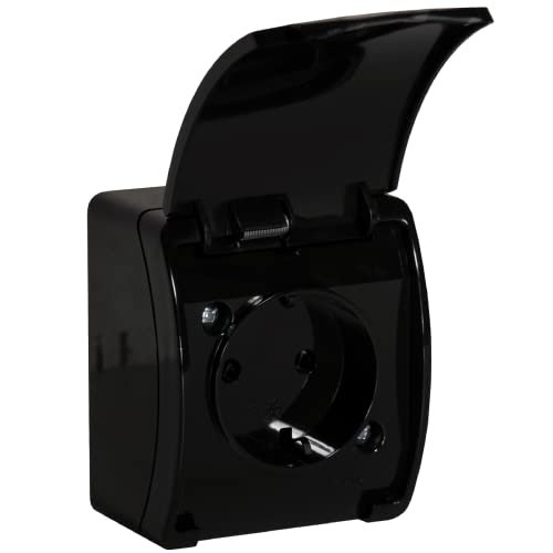 ORNO OE-7105(GS)/B Enchufe 2P+Z Schuko IP44 (Negro)