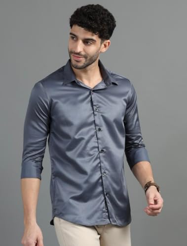 Image of Men's Regular Fit Full Sleeve Poly Satin Silk Shirt | Men's Formal Shiny Shirt for Men
