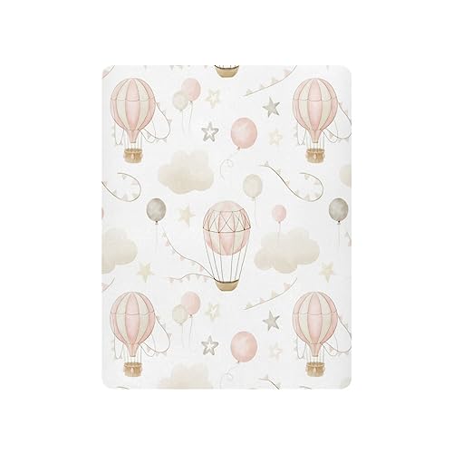 Image of Kigai Hot Air Balloon Clouds Crib Sheet for Boys and Girls Jersey Knit Fitted Crib Sheet Cozy Soft Breathable Baby Crib Sheet Standard Baby Sheet and Toddler Bed Sheet, 28 x 52 in