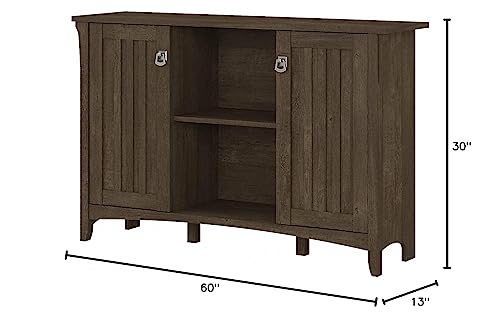 Bush Furniture Salinas L Shaped Desk With Storage, 60W, Ash Brown & Salinas Accent Storage Cabinet With Doors, Ash Brown #TOP2