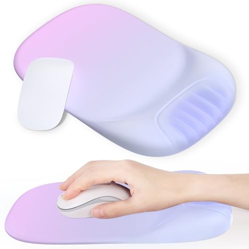 B BELK Ergonomic Mouse Pad with Wrist Rest, Comfortable Computer Mousepad with Gel Wrist Support Smooth Surface and Non-Slip PU Base for Pain Relief, Desk Accessories for Home & Game Decor, Purple