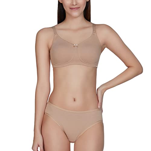 Image of Amante Women's Essential Comfort Non-Padded Non-Wired Full Coverage T-Shirt Bra | Seamless Cotton Blend | Moisture-Wicking Fabric | All-Day Support Bra