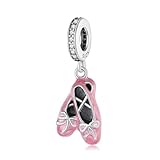GOINEVA Pink ballet Shoe Charm 925 Sterling Silver Charms Fits Women's Charm Bracelet and Necklace Bead Jewelry Gifts for Sister