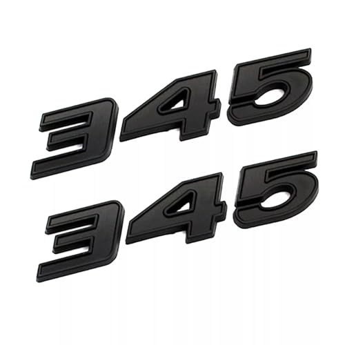 Image of Pair Set 345 Passenger & Driver Side Emblems 3D Badge Sticker Nameplates (Matte Black)