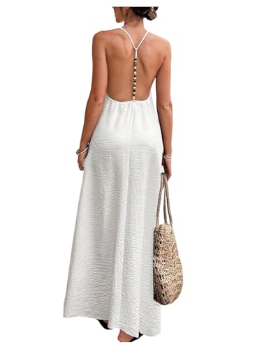 Verdusa Women's Backless Cami Dress Long Maxi Flowy Linen Dresses
