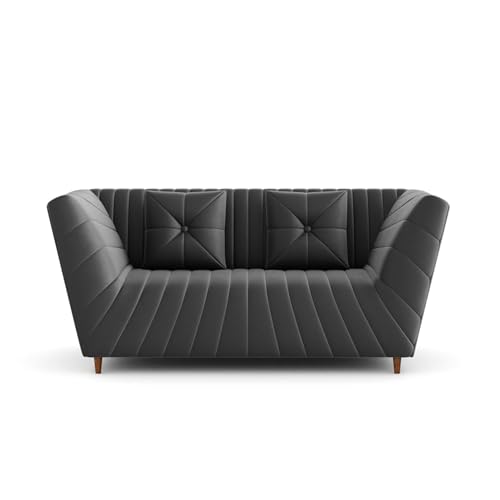 Image of Amazon Brand - Solimo Corell Tufted Velvet Fabric 2 Seater Sofa for Living Room Furniture (Grey)|3 Year Warranty