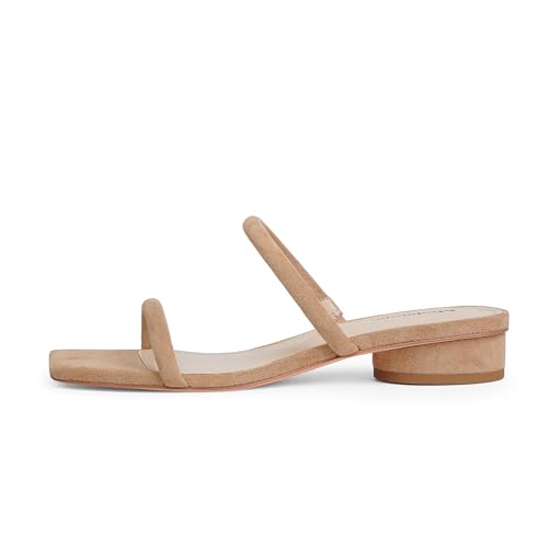 Image of Modatope Square Open Toe Heeled Sandals Women Two Strap Chunky Heel Sandals for Women Low Block Heel Sandal Dressy