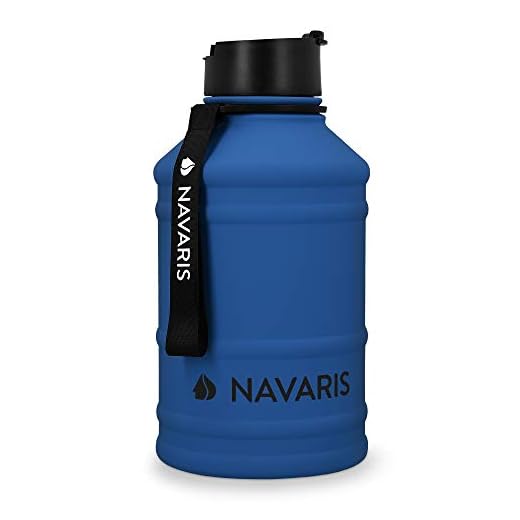 Navaris Botella de Agua de Acero Inoxidable - Cantimplora XXL de Metal de 2.2 L - Garrafa para Bebidas sin BPA para Deporte Camping Gimnasio Oficina