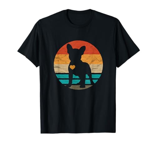 French Bulldog Heart vintage retro design Frenchie Dog Lover t-shirt, Preto, S