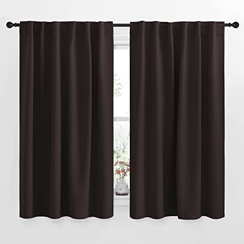 Nicetown Blackout Curtains For Small Windows - (Toffee Brown Color) 52 Inches X 63 Inch, 2 Pieces Set, Blackout Curtain/Drape Panels For Theater #TOP6