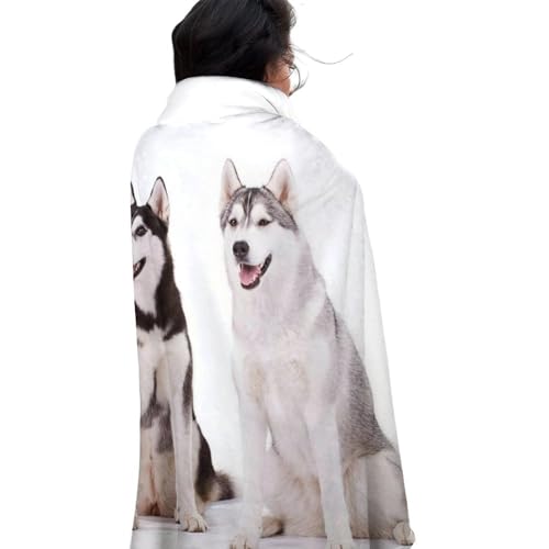 Couverture flanelle Husky douce et pliable format rond 150 cm imprimé - 5
