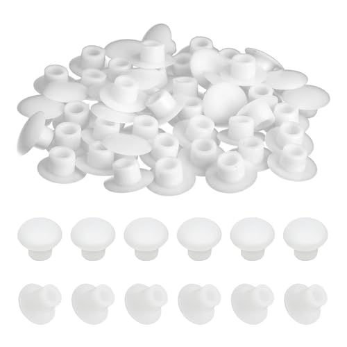 Koprek 600 Pcs 5mm Drill Hole Cover Caps, Round Plastic Hole Plugs, White Screw Caps, Easy Install Button Plugs, for Drill Holes Nail Holes and Screw Holes of Furniture, Cabinets and Desks