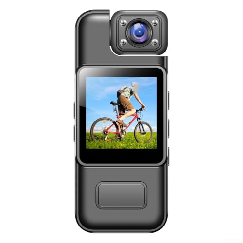 Zoegneer Cámara corporal WiFi 4K con lente giratoria de 180°, infrarrojos, detección de movimiento, batería de 8 horas, mini grabadora de video y audio de bolsillo con grabación en bucle