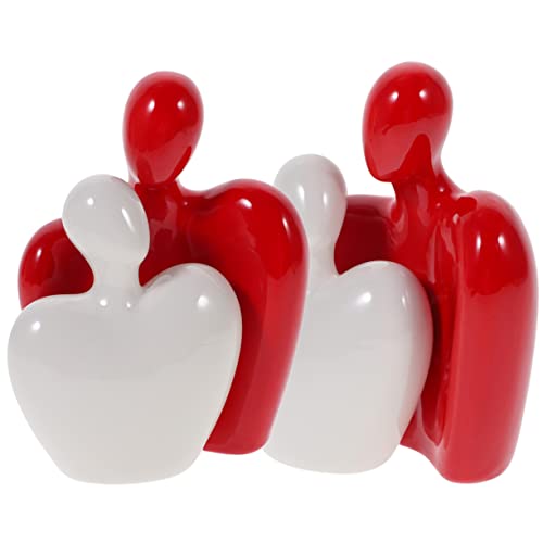 Ciieeo 2pairs Abstract Couple Sculpture Elegant Ceramic Figurines for Home