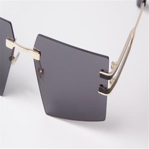 Modne 2024 unikalne duże kwadratowe okulary przeciwsłoneczne bez oprawek damskie Retro metalowe bezramowe odcienie okulary modne męskie okulary przeciwsłoneczne UV400