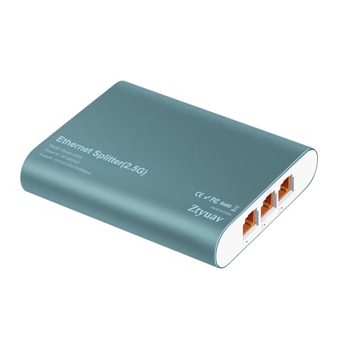 Image of 1 to 3 2.5Gbps Ethernet Splitter with POE Input, 4 Port 2.5G Network Switch with Type-C Power Cable for Cat5 /5e /6 /7 /8 Cable, Aluminum Case, Plug & Play for Router PC ADSL Hub and Switch