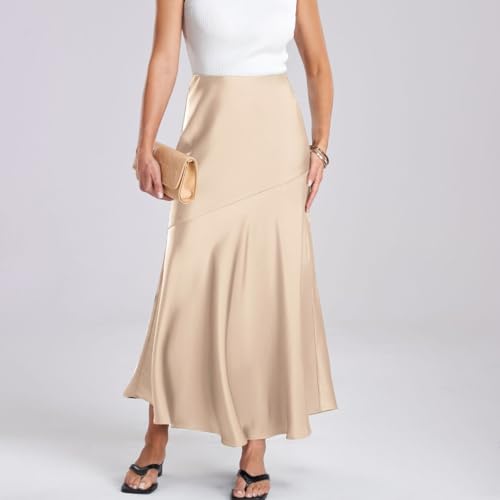 Womens Summer Fall Skirt Elegant High Waist Cocktail Satin Maxi Skirts Women's Fishtail Bodycon Long Skirts2