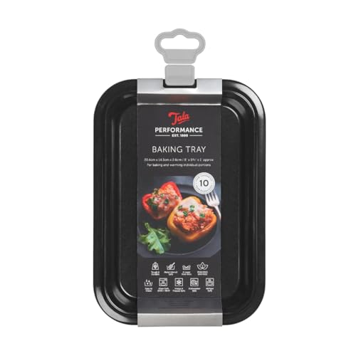 Tala Performance Petite Plaque de Cuisson 19,3 x 13,2 x 2,1 cm en Acier Carbone avec Revêtement Antiadhésif – Plaque de Four Compacte pour Petites Portions et Plats Rapides – Noir