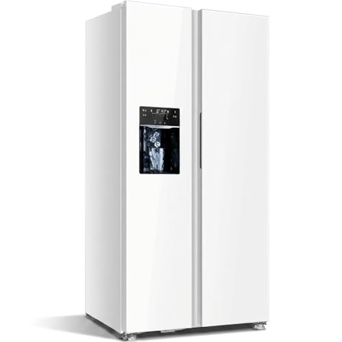 Image of Electactic 18.1 Cu. Ft. Side by Side Refrigerator with Freezer, 2-Door Refrigerator with Built-in Ice Maker, Water Dispenser, Garage Ready Freezer with Digital Temperature Control, White