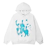 Aelfric Eden Graphic Hoodies Vintage Printed Hoodie Sweatshirt Casual Oversized Long Sleeve Streetwear Hooded Pullover White