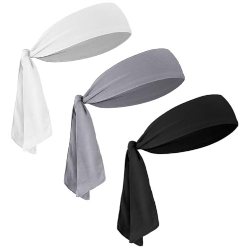 Giantree 3Pcs Tie Headbands for Men, Headbands for Women Head Running Headband, White Headbands Sports Headband, Adjustable Non-Slip for Basketball Running Tennis Athletics for Men Women Giantree 3Pcs Tie Headbands for Men, Headbands for Women Head Running Headband, White Headbands Sports Headband, Adjustable Non-Slip for Basketball Running Tennis Athletics for Men Women