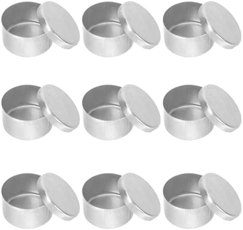 NUOBESTY 9 adet yuvarlak alüminyum numune tartım kavanozu, kapaklı, çok fonksiyonlu metal saklama kabı, laboratuvar ve sınıf için - Görsel 1