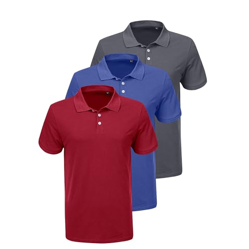 LiKing Herren Basic Poloshirt Baumwolle Polo Shirts Polohemd Kurzarmshirt mit Knopfleiste Atmungsaktives Tennis Poloshir...