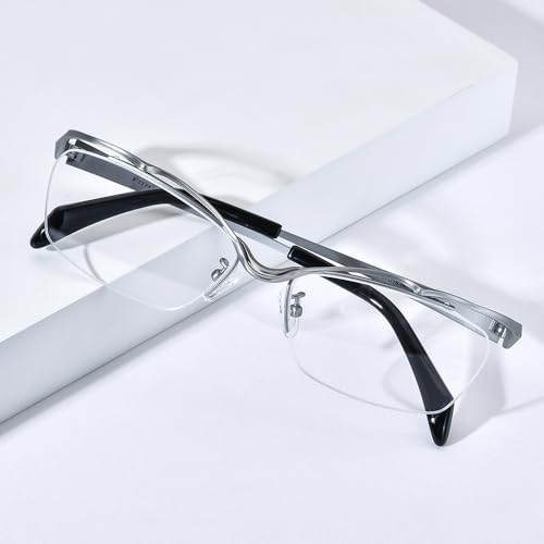 Image of FONEX Pure Titanium Glasses Frame Men Semi Rimless Square Eyeglasses Eyewear DTX416