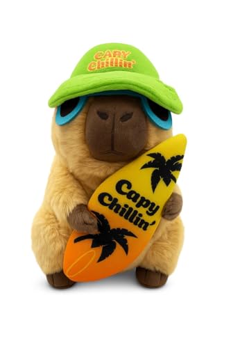 Generisch Peluche Capybara de 25 cm – Capybara con tabla de surf – Peluche suave para acurrucarse – Bonito regalo para niños y amantes de los animales (verde)