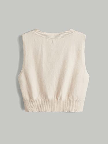 Verdusa Women's Button Up Sleeveless Sweater Vest Cable Knit Crop Top Outerwear2