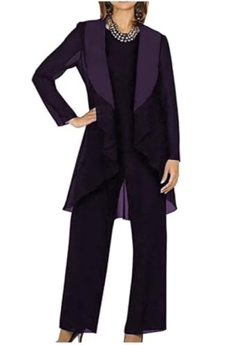 3 Pieces Mother of The Bride Pant Suits for Wedding Chiffon Formal Pant Suit for Women Dressy4