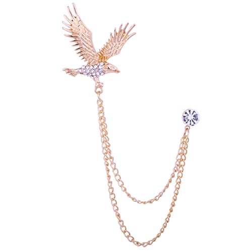 Image of WCRAZYE Shiny Rhinestone Metal Feather Lapel Pin Angel Wings Tassel Chain Brooch Collar Pins for Women Girls Men's Animal Eagle Pin Suit Sweater Shawl Coat Breastpin Accessories