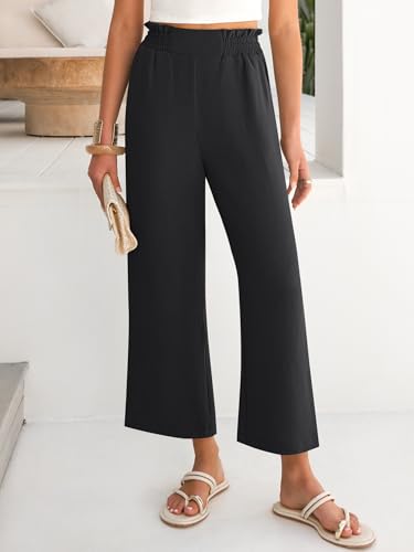 Image of ANRABESS Womens Wide Leg Palazzo Pants Summer Beach High Waisted Cropped Flowy Pants 2026 Dressy Casual Trousers with Pockets