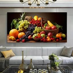 Tableau moderne fruits ananas banane décoration murale cuisine 20x30