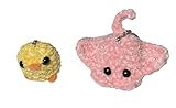 Handmade Crochet Baby Chick & Stingray Keychain, Plush Pendant, Decorative Accessory Charm (2 Pack)
